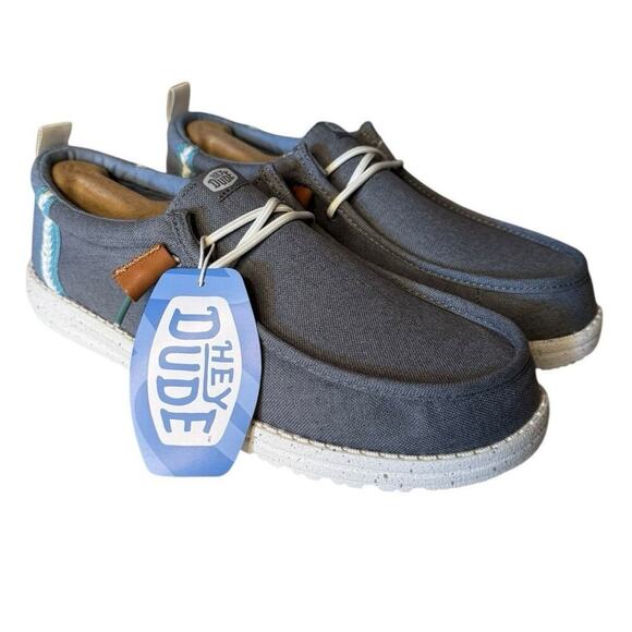 Hey Dude NEW Men's Wally Linen Gray Shoes Size 12 Comfort Coastal Nautical - Picture 1 of 9